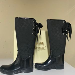 Coach CC Lace Up Tall Rain Boot